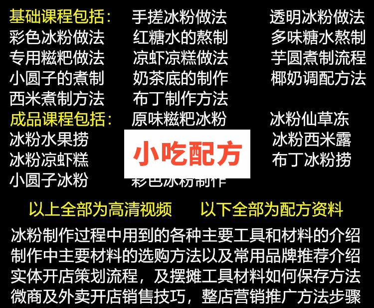 手工冰粉技术配方视频教学资料 小吃技术联盟配方资料插图3